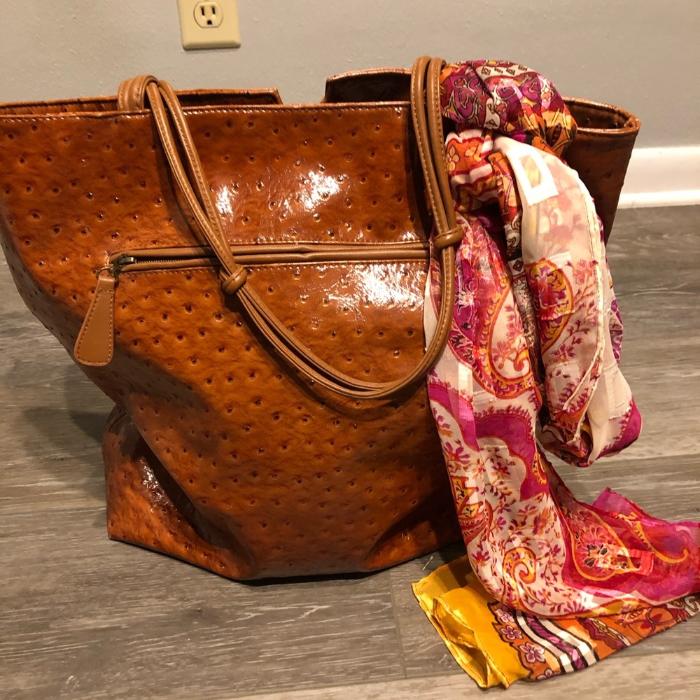 CHI by Falchi Lamb Leather Trim Tote